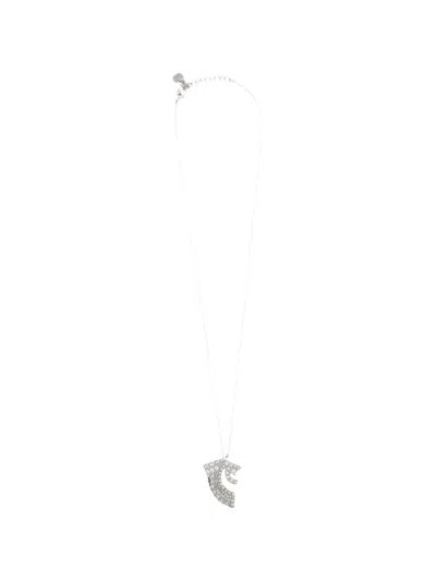 Ferragamo Crystal-embellished Gancini Necklace In Silver
