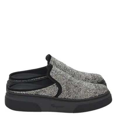 Ferragamo Crystal-embellished Slip-on Sneakers In Black