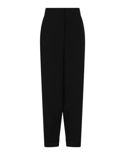 Ferragamo Cuffed Wide-leg Trousers In Black