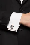 Ferragamo Mosaico Gancio Two-tone Cufflinks In Black