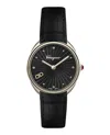 Ferragamo Cuir Leather Watch In Black