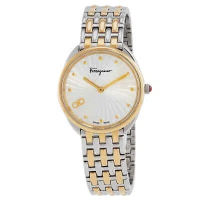 Pre-owned Ferragamo Cuir Quartz Silver Dial Ladies Watch Sfyn00920