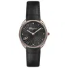 Ferragamo Cuir Leather Watch In Black