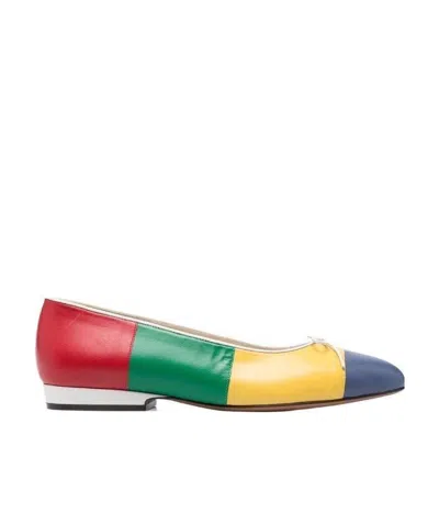 Ferragamo Curiosa Colourblock Leather Ballerinas In Multicolor