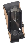 Ferragamo Curve Leather Strap Watch, 23mm X 46mm