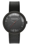 FERRAGAMO CURVE V2 LEATHER STRAP WATCH, 35MM