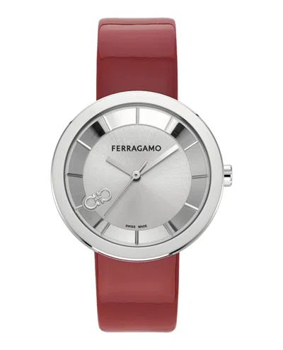 Ferragamo Curve V2 Leather Watch In Brown