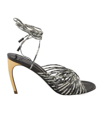 FERRAGAMO CURVED HEEL SANDALS