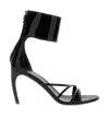 Ferragamo Strappy Glossy Stiletto Sandals With Ankle Strap In Black