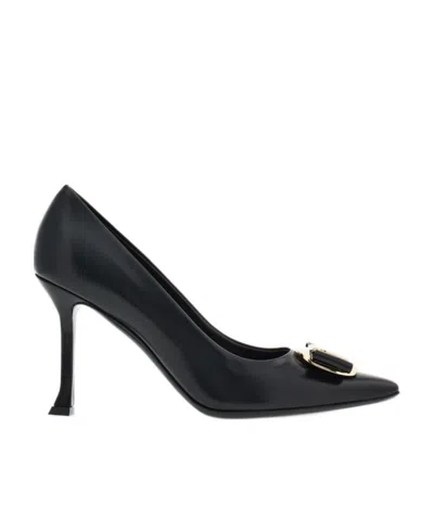 Ferragamo Zelma 85 New Vara Plate Pumps In Black