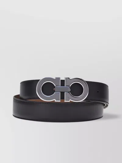 Ferragamo Customizable Reversible Gancini Belt In Black