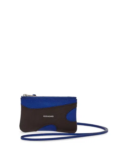 Ferragamo Cut Out Credit Card Holder In Blue