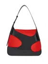 Ferragamo Two-tone Leather And Canvas Cut Out L Shoulder Bag In Multi