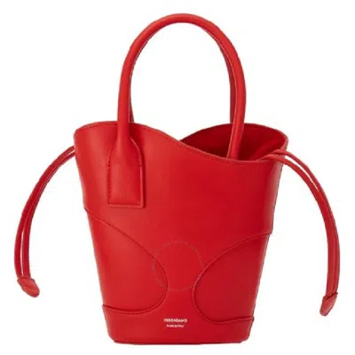 Ferragamo Cut-out Detailing Leather Tote Bag In Red
