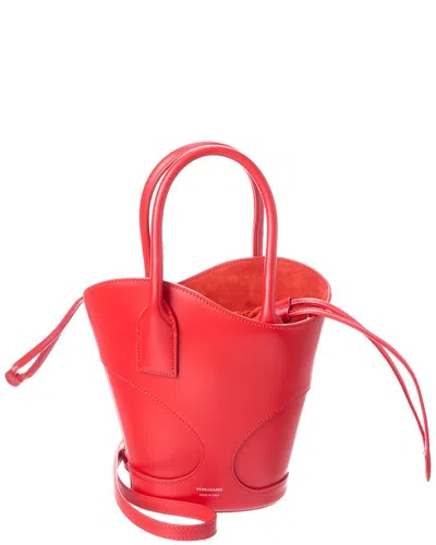 Ferragamo Cut-out Detailing Leather Tote In Red