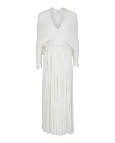 Ferragamo Cut-out Draped Maxi Dress In White
