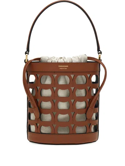 Ferragamo Cut-out Leather Bucket Bag