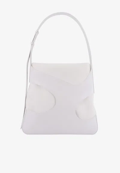 Ferragamo Cut-out Leather Shoulder Bag In White