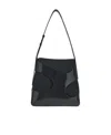 Ferragamo Black Leather And Canvas Cut Out Shoulder Bag In Black