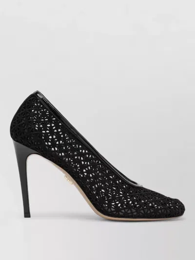 Ferragamo Cut Out Peep Toe Stiletto Pumps In Black
