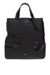 Ferragamo Black Leather And Canvas Cut Out Shoulder Bag In Black