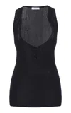 Ferragamo Cutaway Cotton Top In Black