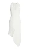 Ferragamo Asymmetric Sleeveless Stretch Crepe Dress In White