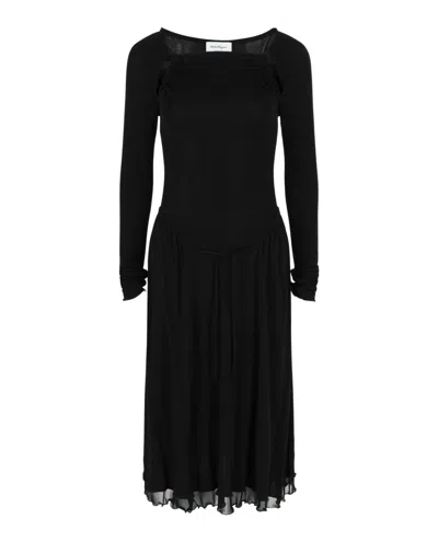 Ferragamo Cut-out Detailed Midi Dress In Black