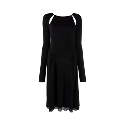 Pre-owned Ferragamo Cut-out Detailed Midi Dress 'black' | Women's Size 48
