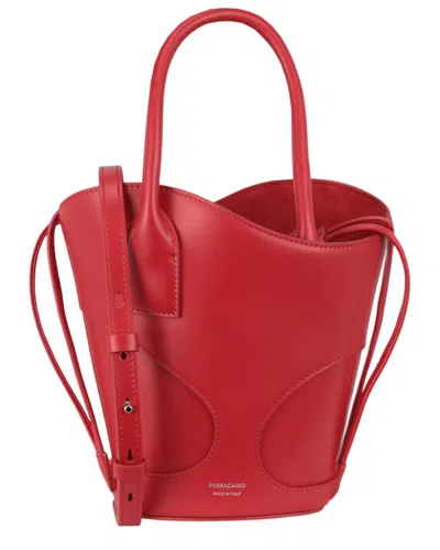 Ferragamo Cut-out Leather Mini Tote Bag In Red