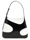 Ferragamo Two-tone Leather And Canvas Cut Out L Shoulder Bag In Black