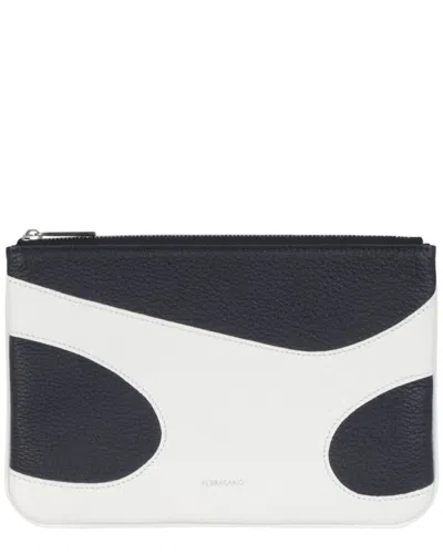 Ferragamo Cut-out Pebbled Leather Phone Pouch In White
