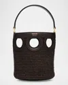 Ferragamo Cutout Raffia Bucket Bag