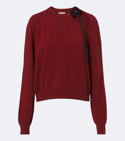 Ferragamo Cutout Wool And Cashmere-blend Sweater In Red