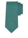 Ferragamo Dachshund Print Silk Tie In Green