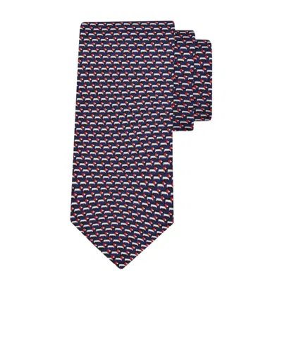 Ferragamo Dachshund Print Silk Tie In Multi