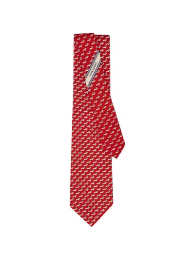 Ferragamo Dachshund Print Silk Tie In Multi