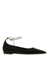 Ferragamo Dada T Chain-embellished Satin Point-toe Flats In Black
