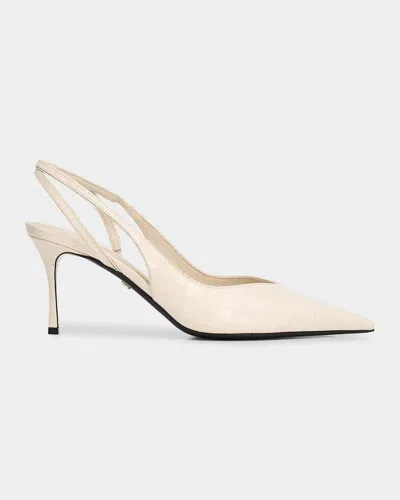 Ferragamo Dafne 70mm Croc-embossed Slingback Pumps In Neutral