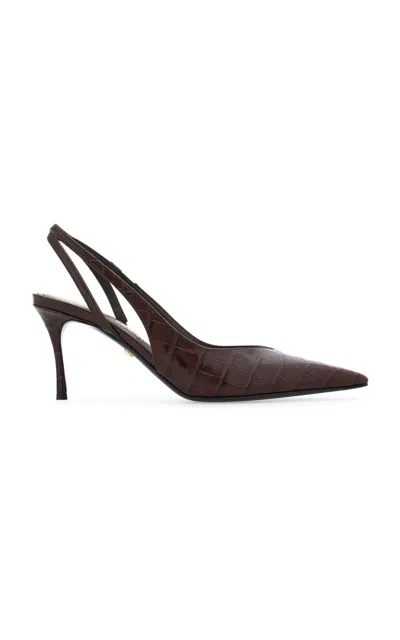Ferragamo Dafne Alligator-embossed Calfskin Leather Slingback Pumps In Brown