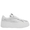 Ferragamo Metallic-effect Leather Sneakers In Grey