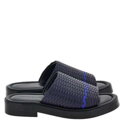 Ferragamo Daian Intreccio Woven Slide Sandals In Black