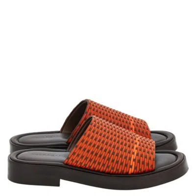 Ferragamo Daian Intreccio Woven Slide Sandals In Red