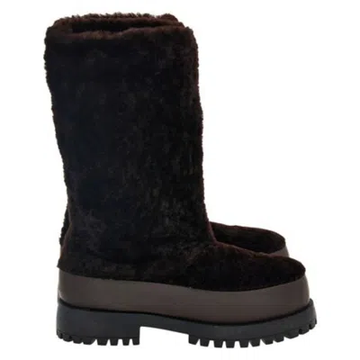 Ferragamo Dalton Merino Platform Boots In Brown
