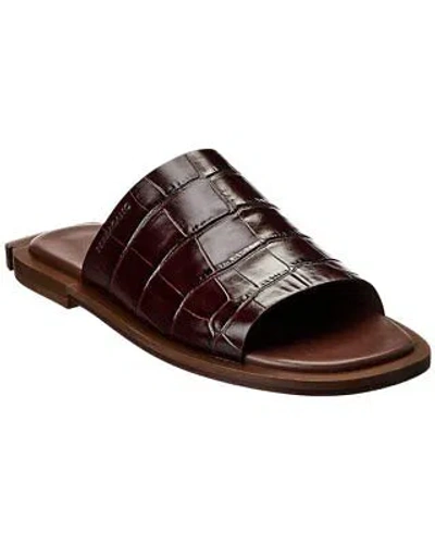 Pre-owned Ferragamo Damien Croc-embossed Leather Sandal Men's In Brown