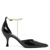 Ferragamo Dana 70 Crocodile Effect Leather Pumps In Black