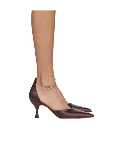 Ferragamo Burgundy Dana Heels In 002 Dark Barolo