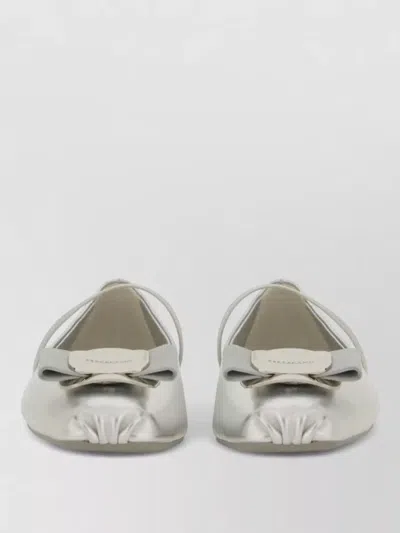 Ferragamo Dancer Ballerina Shoes Round Toe Bow In White