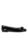 Ferragamo Varina Leather Flat In Black