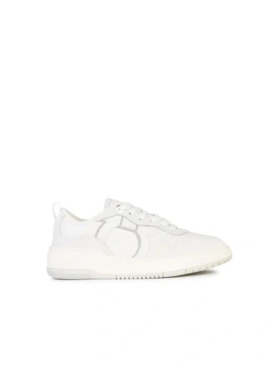 FERRAGAMO SALVATORE FERRAGAMO DANIA' WHITE LEATHER SNEAKERS